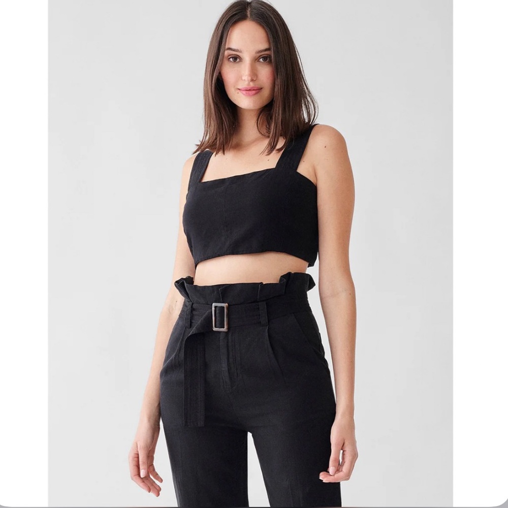 DL1961 Denim Zarda Cropped Tank Top Black NWT